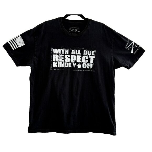 GRUNT STYLE Men Shirt Size XL Black Tee Short Sleeve Due Respect Casual 24-5 - Picture 1 of 7